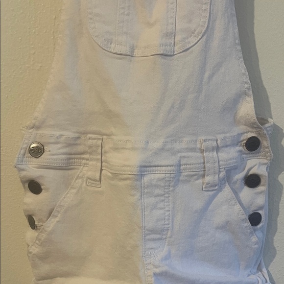 Dickies White Denim Overalls Shorts Adj Straps front pockets - Picture 10 of 10